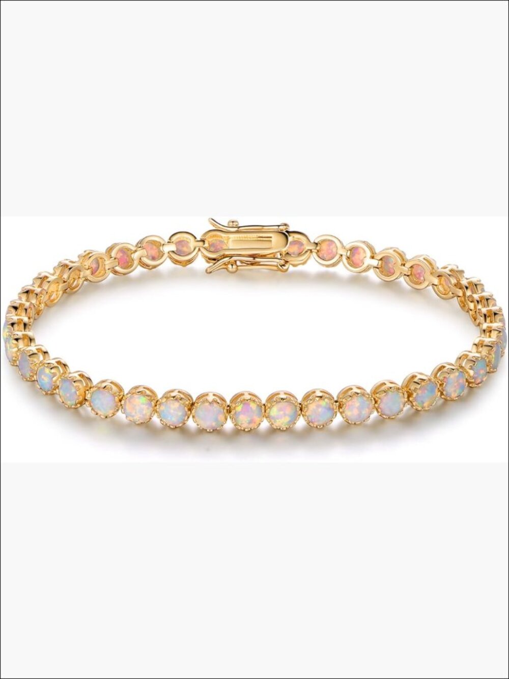 18K Gold Plated Created Opal Tennis Bracelet Chain